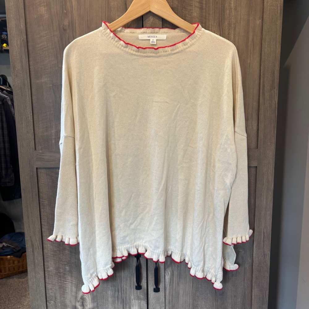 Mersea Catalina Ruffle Sweater Cream Knit Oversized Sweater Petite